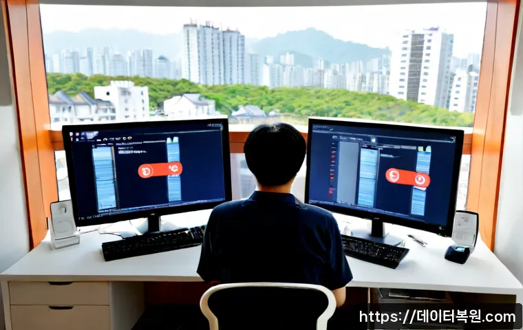 오금동 STATUS_MODULE_ACCESS_DENIED - Photorealistic remote IT support workstation in a quiet Ogeum-dong apartment office, dual monitors s...