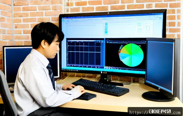 당인동 STATUS_KERNEL_THREAD_INTERRUPTED - Photorealistic IT support workstation in a compact Dangin-dong creative studio, dual monitors showin...