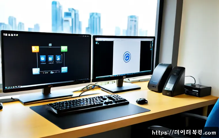 청량리동 STATUS_DEVICE_OFFLINE - Photorealistic remote support workstation in a compact Cheongnyangni apartment office, dual monitors...