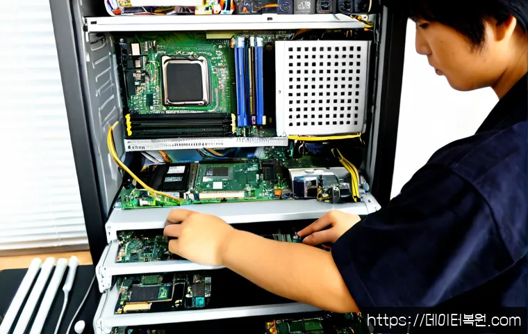 옥천동 그래픽카드조립 및 교체수리 - Photorealistic computer repair workstation in a compact Okcheon-dong electronics studio, technician ...