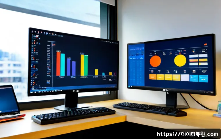 등촌동 STATUS_KERNEL_MEMORY_LEAK - Photorealistic IT support workstation in a compact Deungchon-dong apartment office, dual monitors sh...