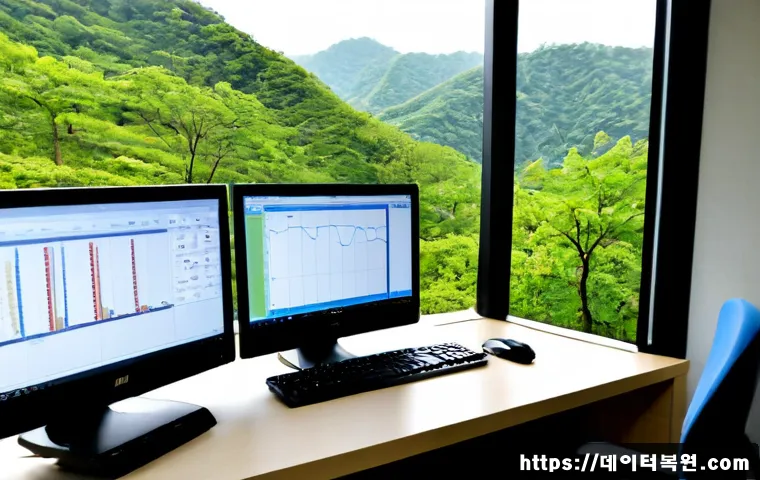 염곡동 해놀로지 xpenology 구축 - Photorealistic IT workstation in a quiet Yangjae-dong area office, compact NAS server with neatly ro...