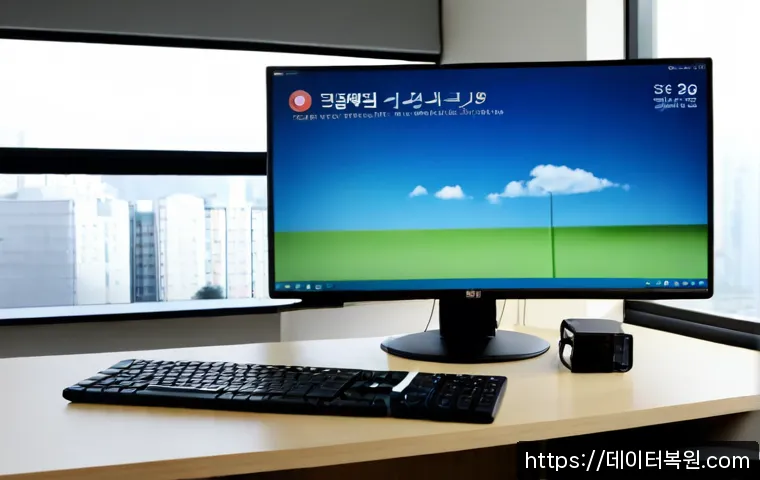 장충동 신호없음 - Photorealistic IT support workstation in a quiet Jangchung-dong office, ultrawide monitor showing a ...