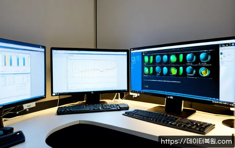 전농동 FAT32_FILE_SYSTEM - Photorealistic IT technician workstation in a compact Jeonnong-dong apartment office, dual monitors ...