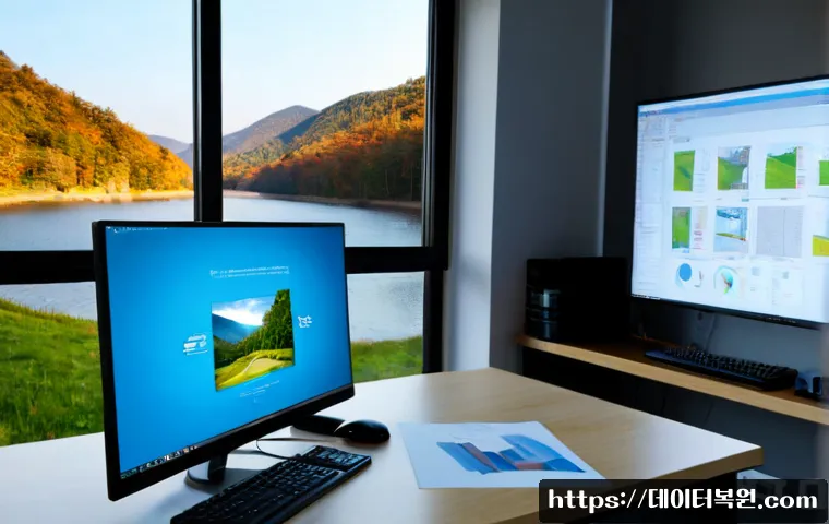 청평면 STATUS_FILE_INVALID - Photorealistic remote-support workstation in a quiet lakeside township office, technician reviewing ...
