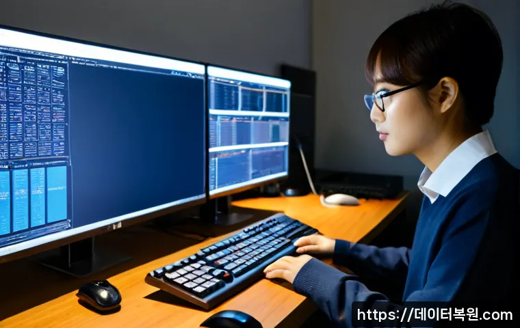 양평동 DRIVER_CAUGHT_MODIFYING_FREED_POOL - Photorealistic desktop workstation in a compact Yangpyeong-dong office, cybersecurity analyst examin...