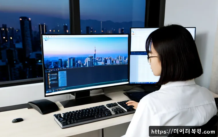 강일동 STATUS_CONTROL_C_EXIT - Photorealistic remote-support workstation in a modern Gangil-dong apartment office, desktop monitor ...