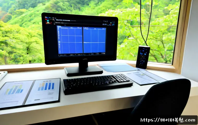 불광동 신호없음 - Photorealistic remote-support workstation in a compact apartment near a wooded hillside neighborhood...