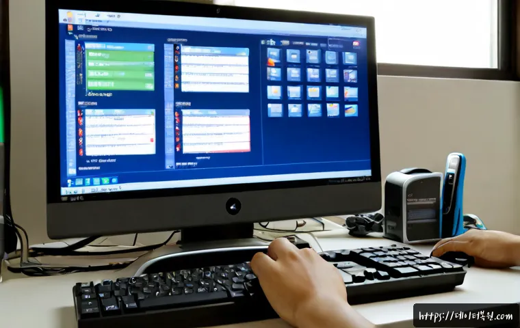 오포읍 윈도우7 windows7 재설치 포맷  초기화 - Photorealistic remote-support workstation in a quiet Opo-eup apartment, desktop monitor showing a ge...