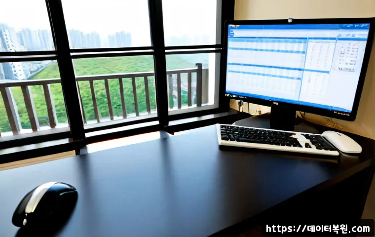 종암동 f4키 누르라고 할때 - Photorealistic remote-support workstation in a compact Jongam-dong apartment office, a hand pressing...