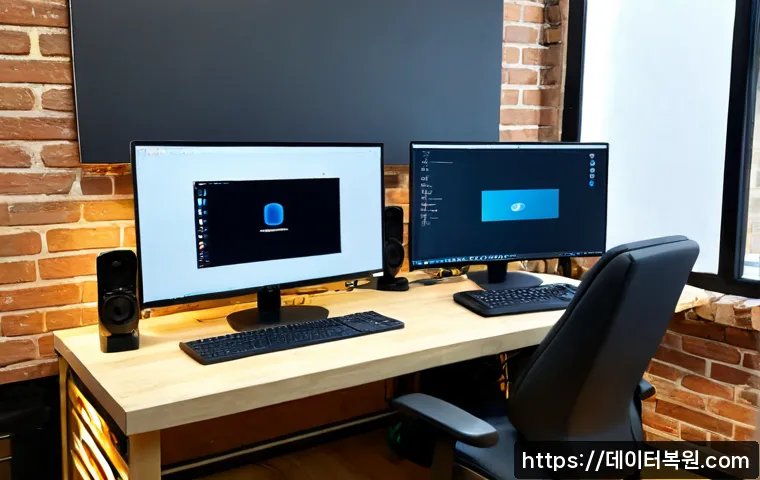 홍익동 STATUS_INVALID_SESSION - Photorealistic remote IT support workstation in a compact Hongik-dong creative studio, dual monitors...