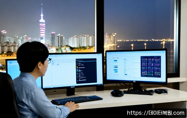세곡동 FAT_FILE_SYSTEM - Photorealistic IT support workstation in a modern Seogok-dong apartment office, technician examining...