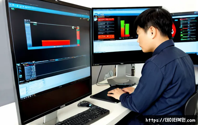중산동 VENDOR_DEFINED_ERROR - Photorealistic IT support workstation in a modern apartment office near Jungsan-dong, dual monitors ...