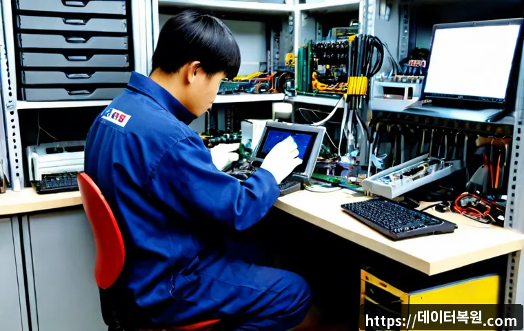 일산동구 맥미니 판매 및 수리 - Photorealistic compact computer repair bench in a modern Ilsandong-gu electronics workshop, small si...