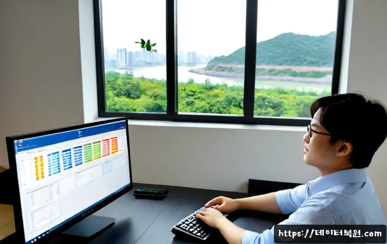 옥수동 MULTIPLE_IRP_COMPLETE_REQUESTS - Photorealistic remote-support workstation in a modern Seoul apartment near a hillside river district...