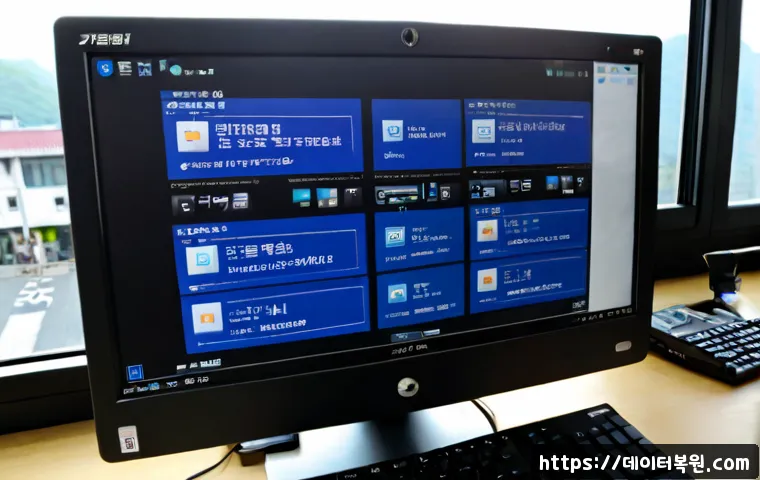 주교동 윈도우8 windows8 재설치 포맷  초기화 - Photorealistic remote computer repair workstation in Jukgyo-dong, Seoul, an all-in-one desktop showi...