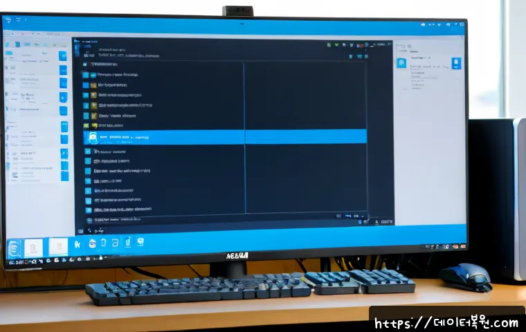 북면 CRITICAL_PROCESS_DIED - Photorealistic IT support workstation in a quiet rural county office, dual monitors showing a blank ...