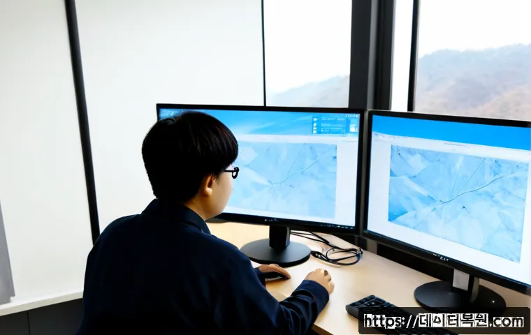 태전동 STATUS_UNSUCCESSFUL - Photorealistic remote-support workstation in a quiet Taejeon-dong apartment office, dual monitors sh...