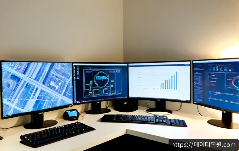 미아리 STATUS_KERNEL_SECURITY_CHECK - Photorealistic IT support workstation in a compact Mia-ri apartment office, dual monitors showing ab...