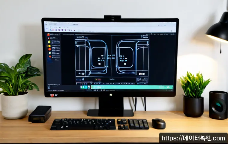 혜화동 BOOTMGR is missing - Photorealistic IT support desk in a compact Hyehwa-dong creative studio, desktop monitor showing a d...