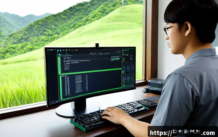 퇴촌면 운영체제 os 재설치 포맷  초기화 - Photorealistic remote IT support scene in a quiet semi-rural Korean home office, technician reinstal...