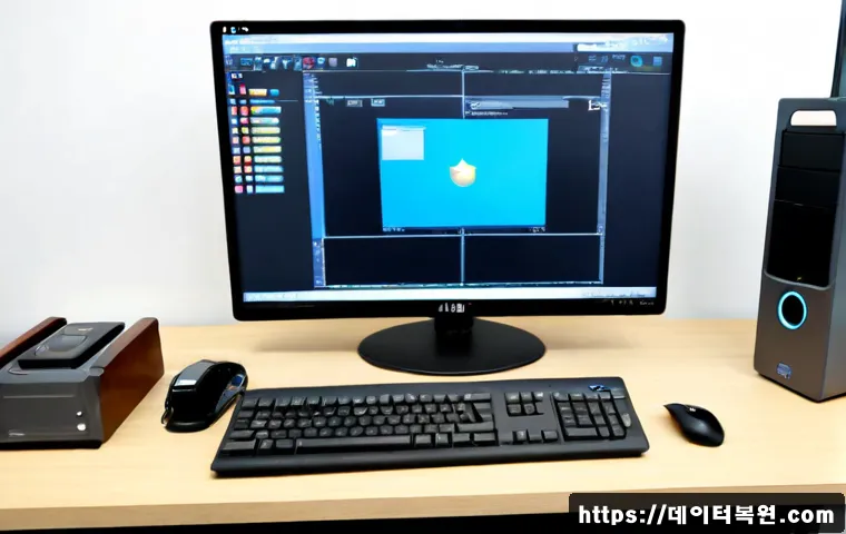 훈정동 SESSION5_INITIALIZATION_FAILED - Photorealistic remote-support workstation in a compact Hunjeong-dong office, dual monitors showing a...