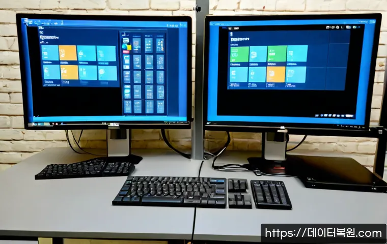 성동구 STATUS_KERNEL_MODULE_NOT_FOUND - Photorealistic IT support workstation in a renovated industrial studio, dual monitors showing an abs...