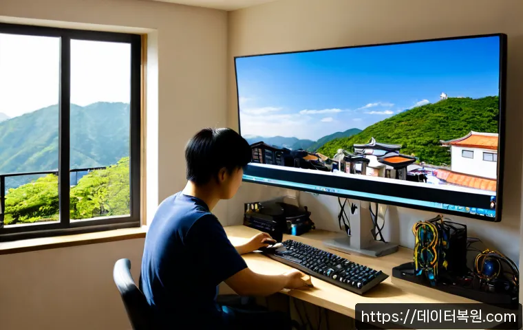 정릉동 컴퓨터업그레이드 - Photorealistic computer upgrade service at a compact Jeongneung-dong apartment workstation, technici...