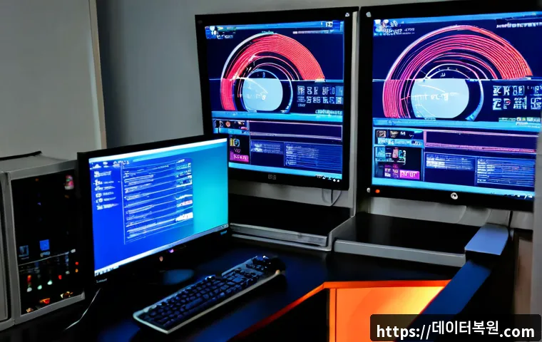 온수동 STATUS_KERNEL_NETWORK_ERROR - Photorealistic IT support workstation in a compact Korean office near Onsu, dual monitors displaying...