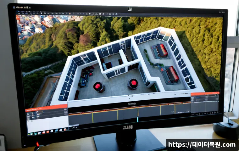 청운효자동 STATUS_DISK_WRITE_FAILURE - Photorealistic workstation in a quiet hillside Seoul neighborhood apartment, architectural CAD-style...