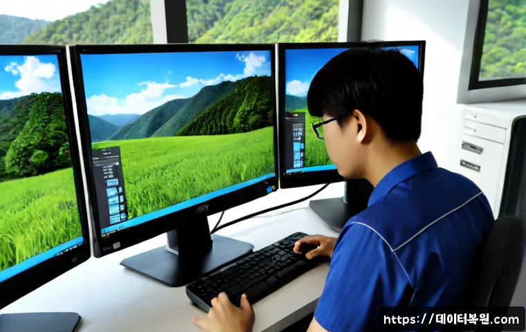 가평읍 DRIVER_PORTION_MUST_BE_NONPAGED - Photorealistic IT support workstation in a quiet Gapyeong-eup office, dual monitors showing a clean ...