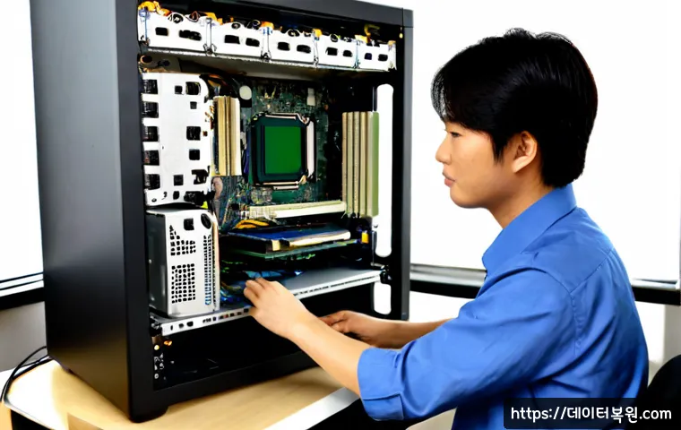 남가좌동 메인보드조립 및 교체수리 - Photorealistic computer repair workstation in a compact Namgajwa-dong apartment office, technician c...