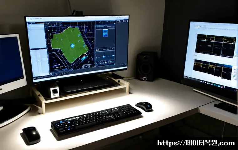 신림동 모니터화면 안나옴 - Photorealistic remote-support workstation in a compact Sillim-dong apartment studio, desktop monitor...
