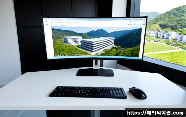 다산동 STATUS_IMAGE_INVALID - Photorealistic remote-support workstation in a bright apartment office, ultrawide monitor showing a ...