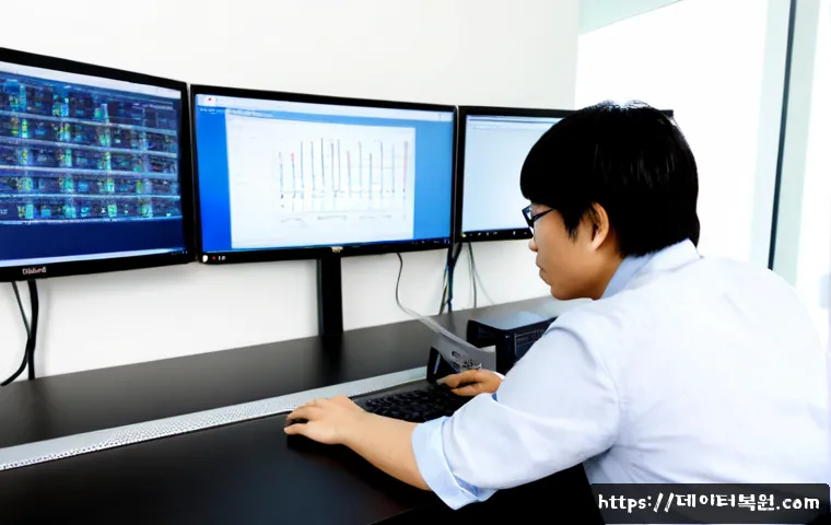 현천동 네트워크구축 설정 및 세팅오류해결 - Photorealistic IT technician configuring a compact office network workstation in a modern Hyuncheon-...