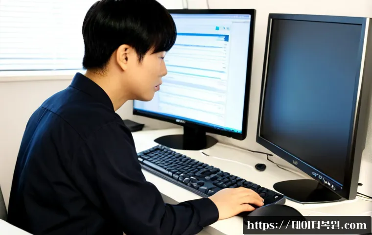 대자동 출장방문윈도우 windows 설치 - Photorealistic IT technician installing an operating system on a modern desktop workstation in a com...