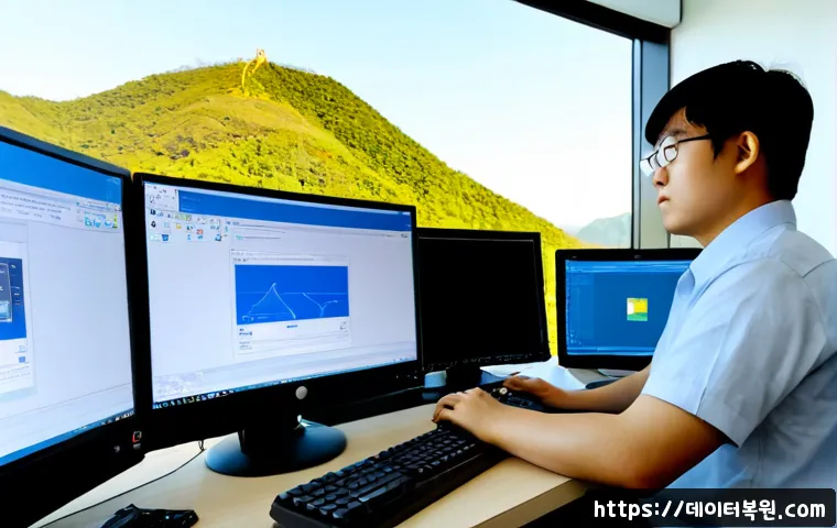 도척면 VENDOR_DEFINED_ERROR - Photorealistic remote-support workstation in a quiet rural Korean office near low forested hills, te...