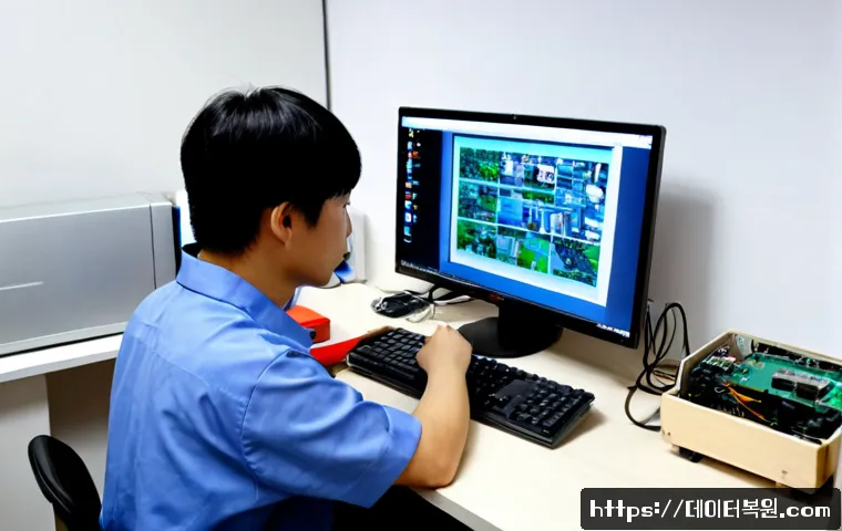 동작구 HDD조립 및 교체수리 - Photorealistic computer repair workstation in a compact Dongjak-gu apartment office, technician inst...