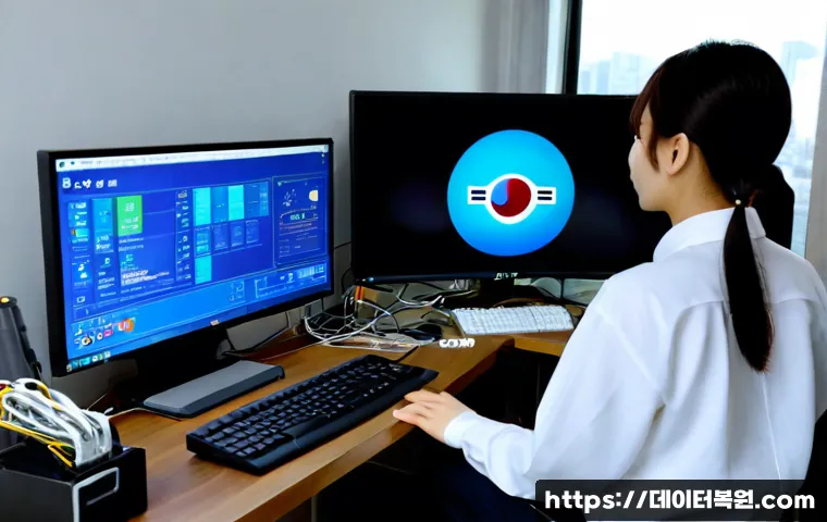신원동 STATUS_KERNEL_MODULE_FAILURE - Photorealistic IT support workstation in a quiet Sinwon-dong apartment office, ultrawide monitor sho...