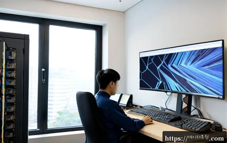 사리현동 PAGE_FAULT_IN_NONPAGED_AREA - Photorealistic IT support workstation in a quiet low-rise neighborhood office near Sarihyeon-dong, d...
