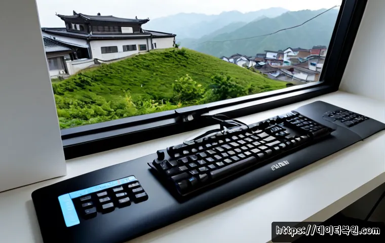 옥천동 STATUS_CONTROL_C_EXIT - Photorealistic remote-support workstation in a quiet hillside neighborhood office, dual monitors sho...