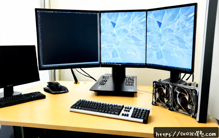 서교동 DRIVER_CAUSED_SYSTEM_CRASH - Photorealistic remote-support workstation in a compact Seogyo-dong creative studio, dual monitors sh...