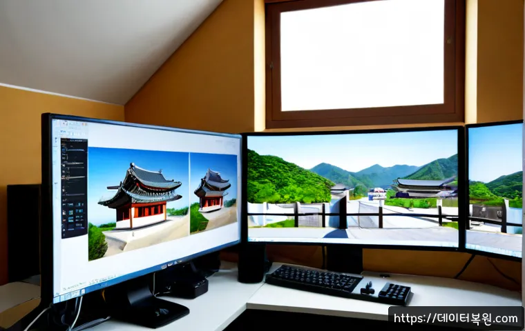 통의동 중고컴퓨터 pc 출장판매설치 - Photorealistic compact workstation in a Tongui-dong style low-rise office, technician installing a r...