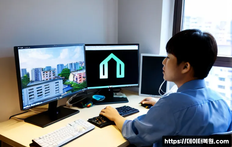 면목동 VENDOR_DEFINED_ERROR - Photorealistic IT support workstation in a compact Myeonmok-dong apartment office, technician studyi...