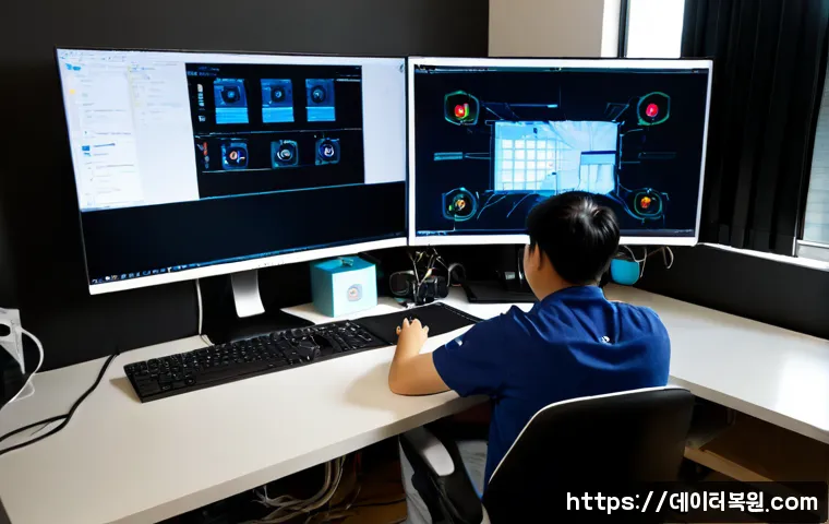 도내동 조립컴퓨터 pc 출장판매설치 - Photorealistic apartment home-office in Donae-dong, a technician carefully installing a custom deskt...