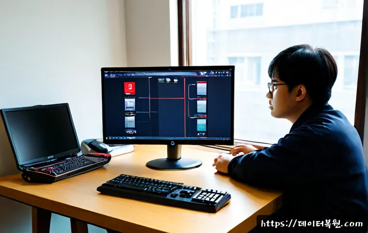 계동 STATUS_DRIVER_ENTRYPOINT_NOT_FOUND - Photorealistic remote-support workstation in a refined Gye-dong townhouse office, desktop monitor di...