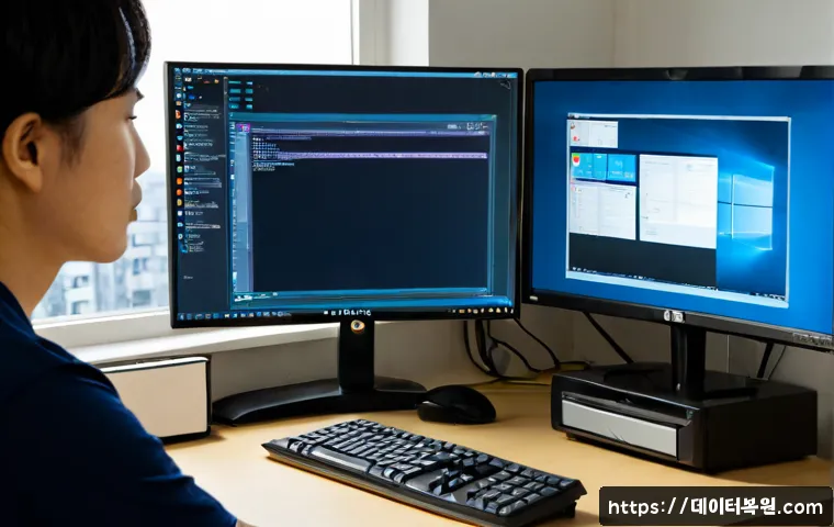 청암동 centos재설치 포맷  초기화 - Photorealistic IT support workstation in Cheongam-dong, a technician reinstalling a Linux server on ...