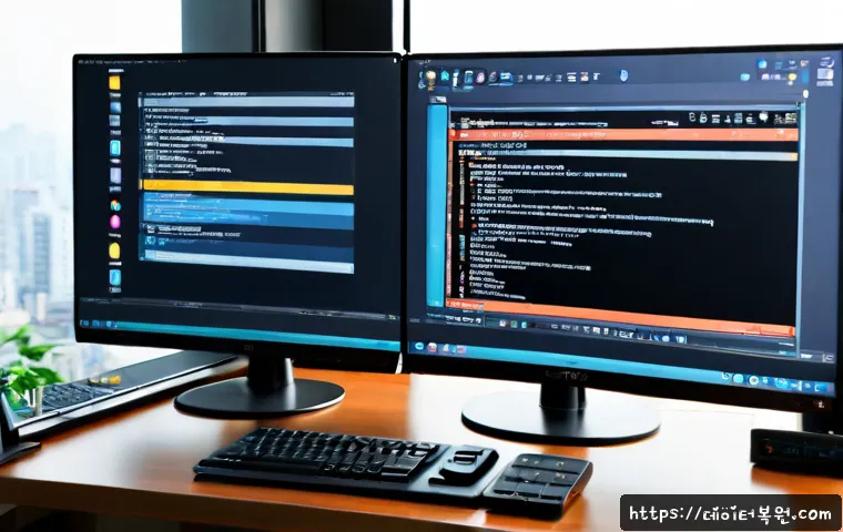 삼송동 STATUS_INVALID_PAGE - Photorealistic remote-support workstation in a modern Samsong-dong apartment office, dual monitors s...