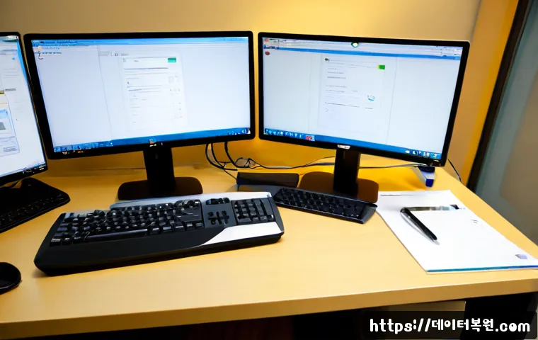 동숭동 STATUS_INVALID_DEVICE_REQUEST - Photorealistic IT support workstation in a compact university-district office, desktop computer disp...