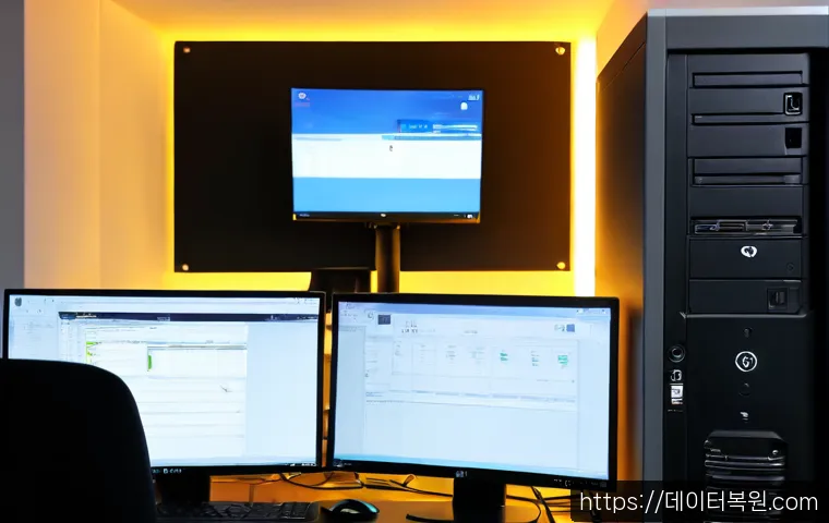 수송동 STATUS_DRIVER_ENTRYPOINT_NOT_FOUND - Photorealistic IT support workstation in Susong-dong, Seoul, dual monitors showing a clean software ...